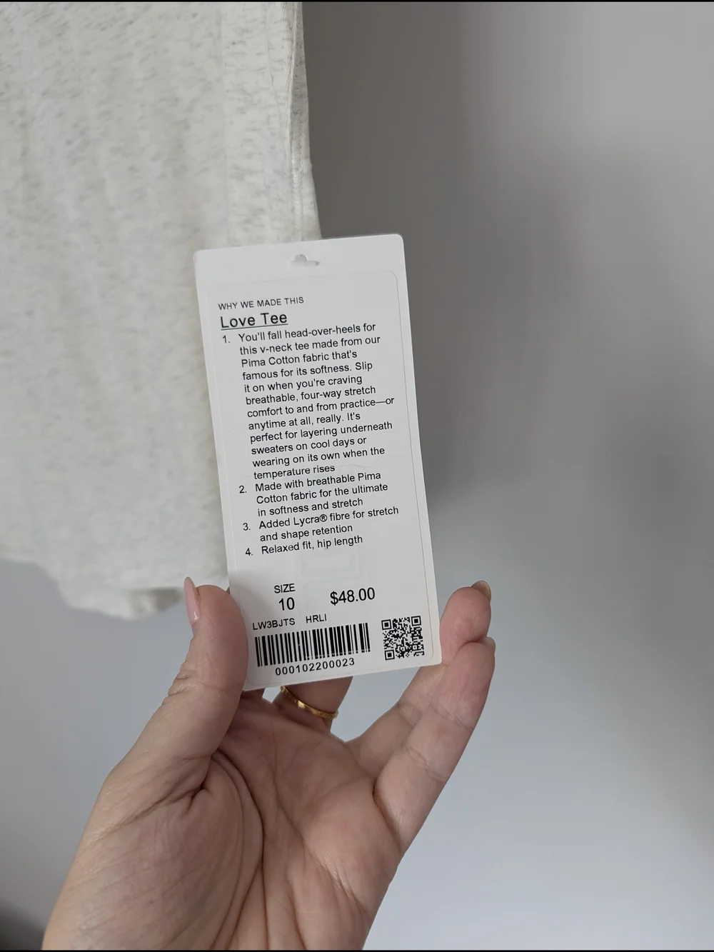 NWT Lululemon Love Tee- Cream